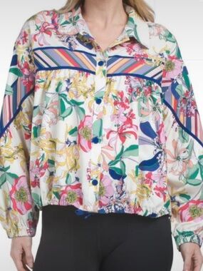 Johnny Was Floral Multicolor Button-Up Blouse